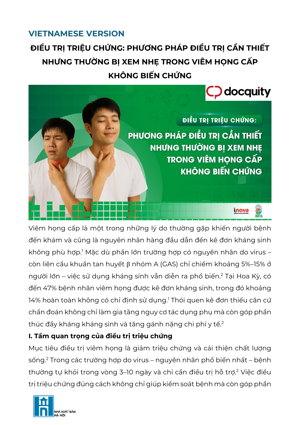 Điều trị triệu chứng - Phương pháp bị xem nhẹ trong viêm họng cấp